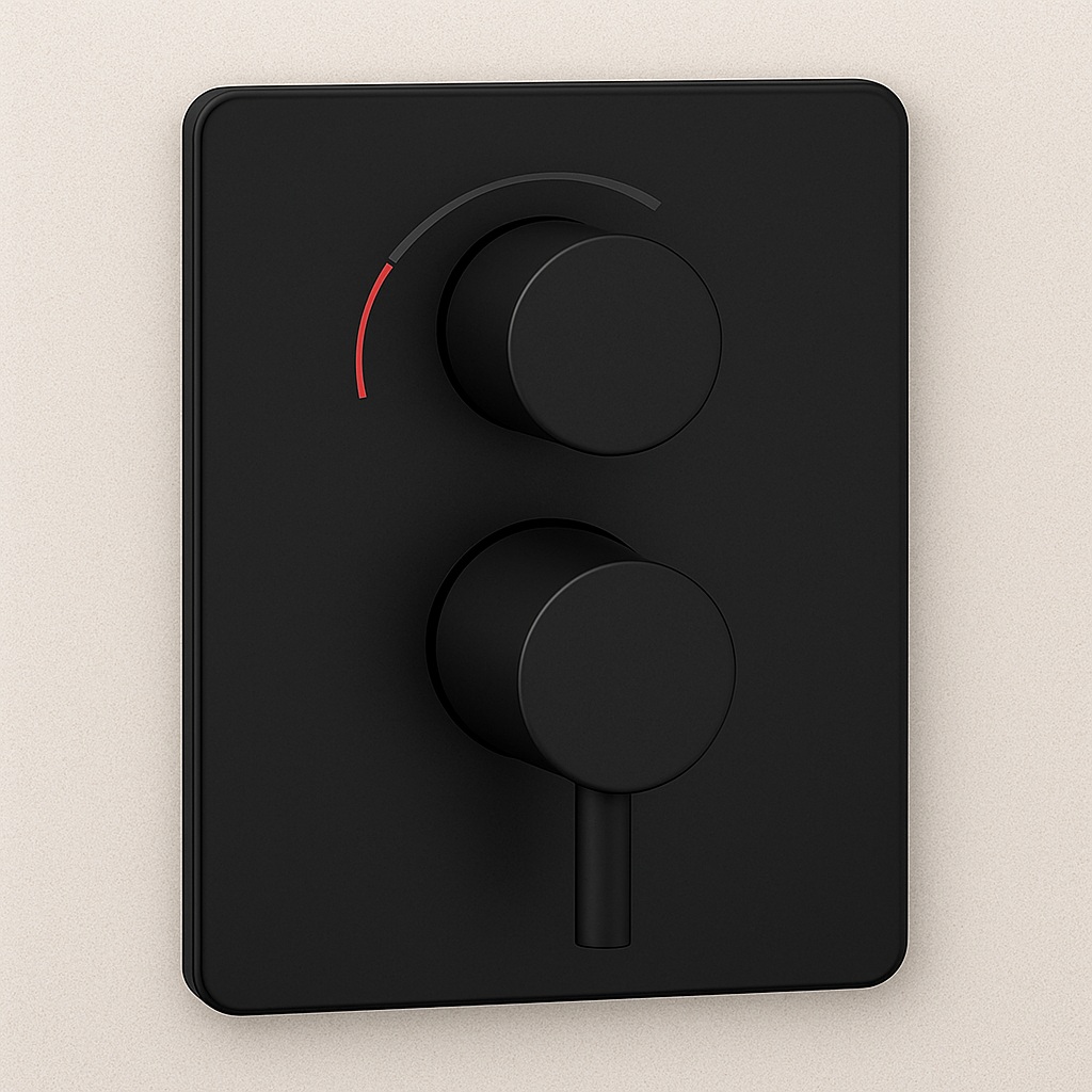 Fontana FS-1176MMB matte black thermostatic 3-way mixing valve